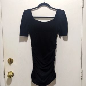 Black puff sleeved dress
